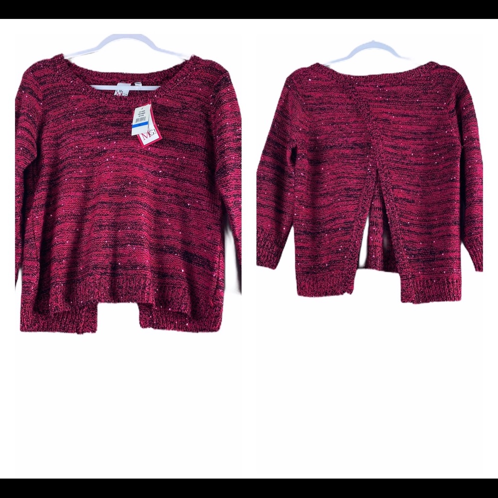 Oh MG Pink Open Back Sequins Sweater